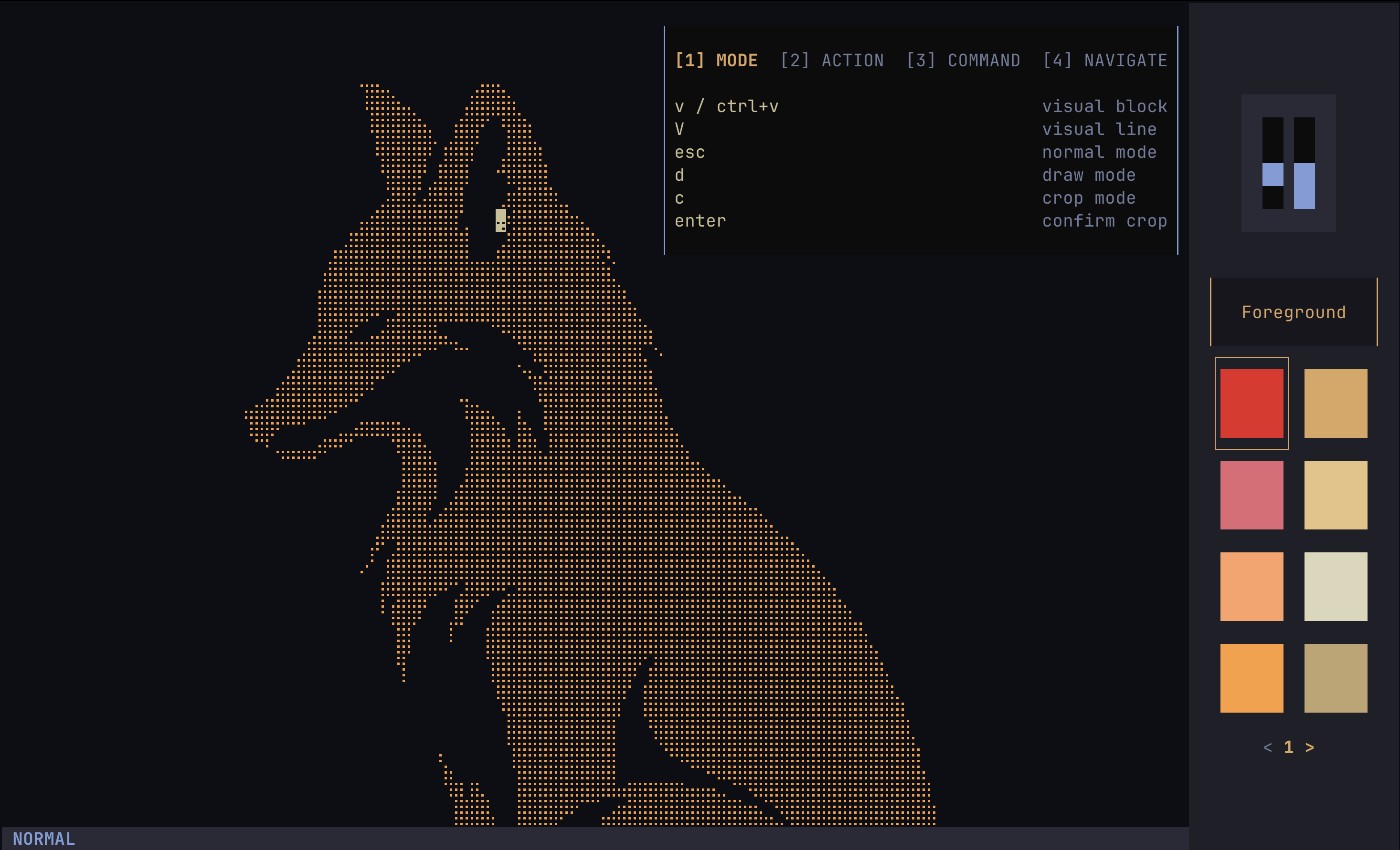 Perkins terminal pixel art editor